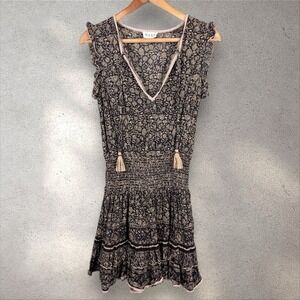 M.A.B.E Floral Print Ruffle Smocked Cotton Mini Dress Sz‎ XS